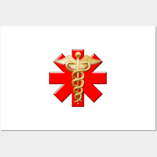 Gold Caduceus And Medical Cross Posters and Art